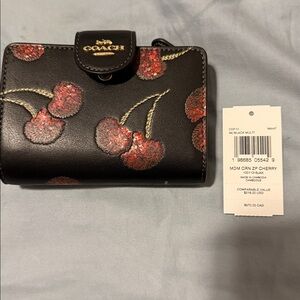 Coach Black Wallet with Cherry Design
